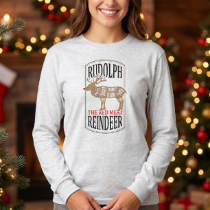 Camiseta Rudolph de Carne Vermelha Renas - Gráfico de Açoug
