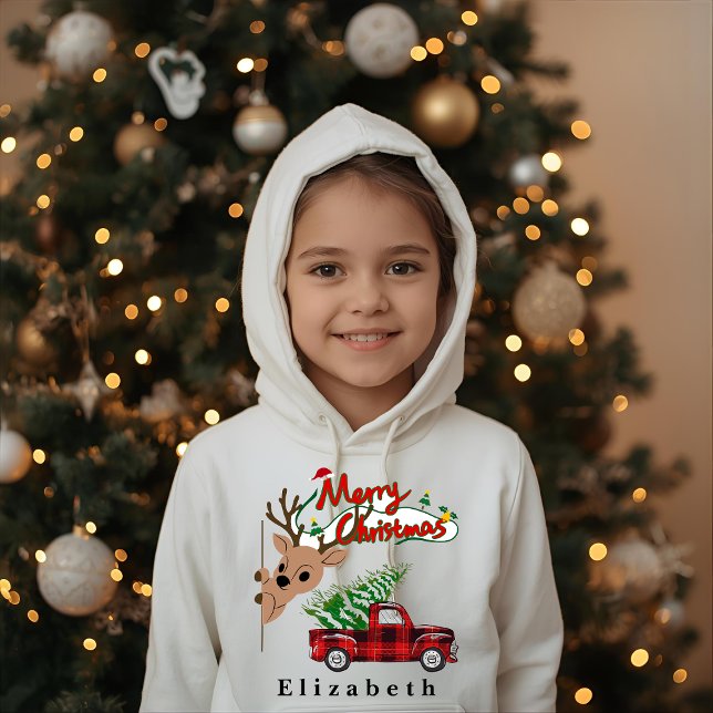 Camiseta Rudolph Merry Christmas - Personalized Kids Hoodie (Criador carregado)