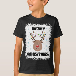 Camiseta Rudolph Red Nose Reindedo Feliz Rosto Chri