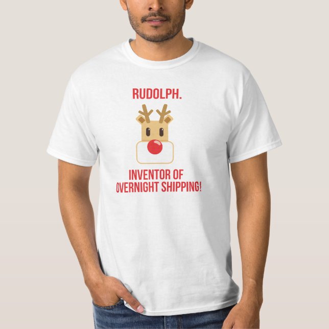 Camiseta Rudolph Reindeer Diversão Overnight (Frente)