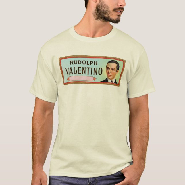 Camiseta Rudolph Valentino - Etiqueta Personalizável do Cig (Frente)