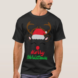 Camiseta Rudolph Vermelho Nosse Reindeer Santa Hat Feliz Ch