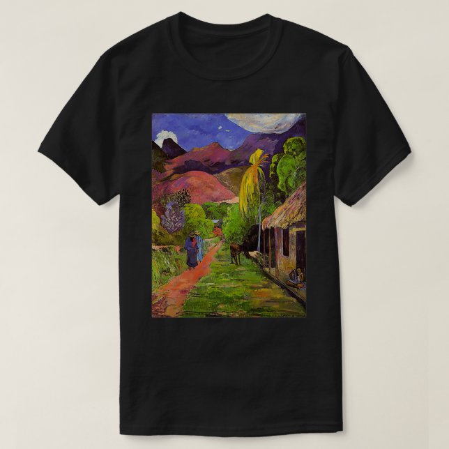 Camiseta Rue de Tahiti Polinésia Tropical Paul Gauguin Art (Frente do Design)