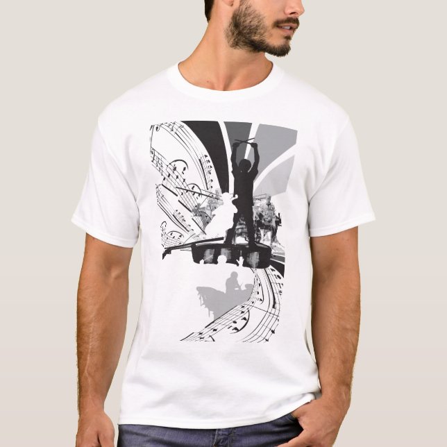 Camiseta rufa a ilustração do violoncelo (Frente)