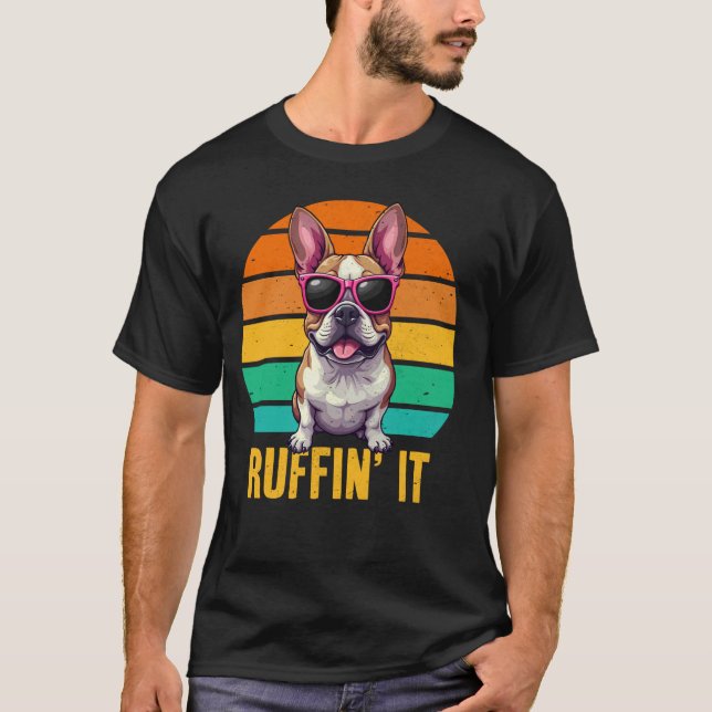 Camiseta Ruffin It Bulldogue Francês Usando Óculos de Sol C (Frente)