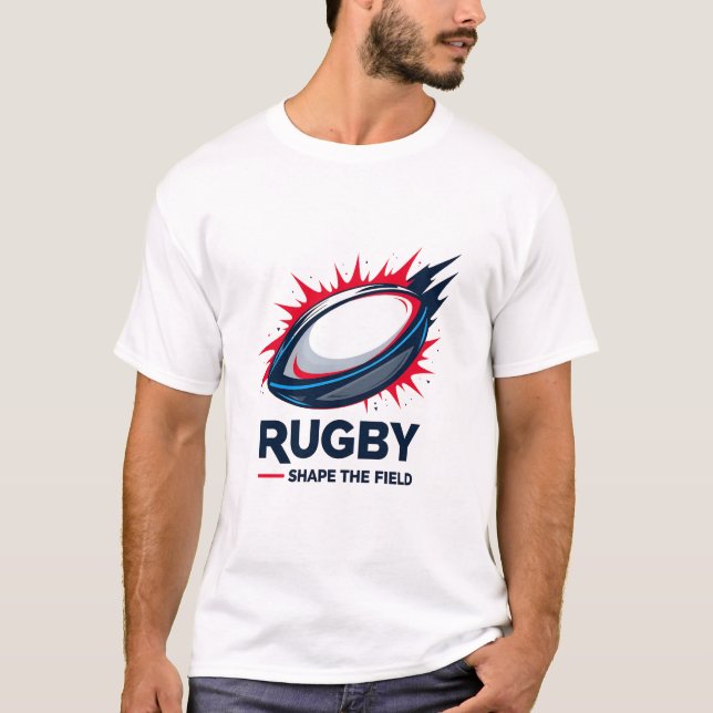 Camiseta Rugby – Modele o Campo Gráfico de Ação (Frente)