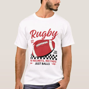 Camiseta Rugby sem capacetes, sem almofadas só bolas