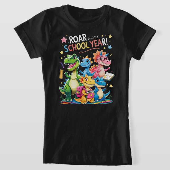 Camiseta Ruge no Ano Escolar – Dinossauro Fofo de Volta à E (Postura )