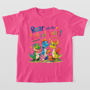 Camiseta Ruge no Ano Letivo – Dinossauro Fofo de Volta à Es