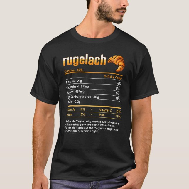Camiseta Rugelach Nutrition Facts Graças Family Match (Frente)