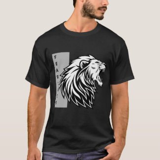 Camiseta Rugido de Leão Sem Medo - Motivacional Preto e Bra