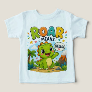 Camiseta Rugido Significa Olá! Desenho Animado de Dragão
