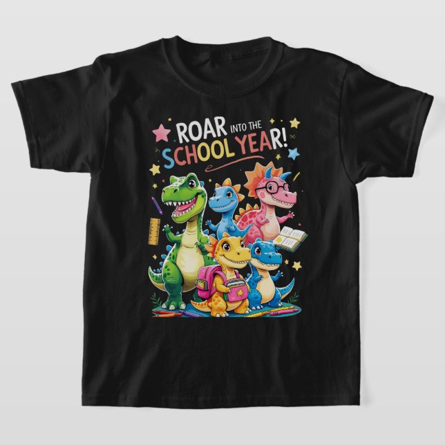 Camiseta Rugir no Ano Escolar – Dinossauro Fofo de Volta à  (Postura )