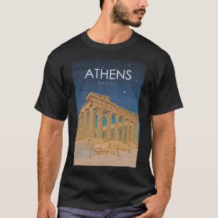 Camiseta Ruínas da Grécia de Atenas no Poster de viagens da