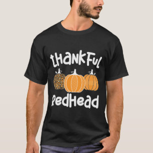 Camiseta Ruiva de Ação de Graças Mulher de Cabelos Vermelho