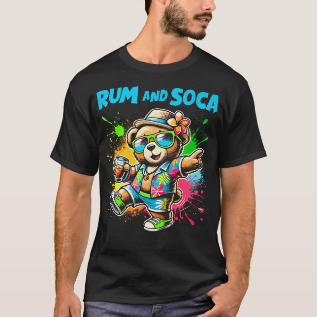 Camiseta Rum E Ventiladores De Urso Soca Caribe Festa De Ca (Frente)