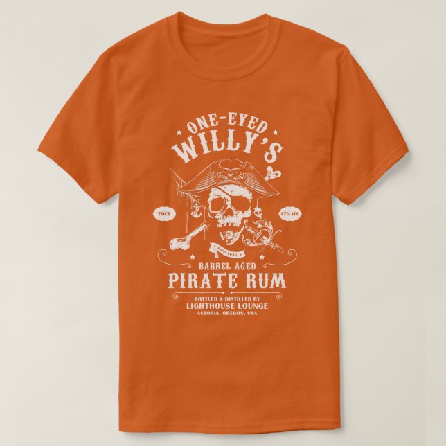 Camiseta Rum Pirata de Pirata de Um Olho Willys Barrel enve (Frente do Design)