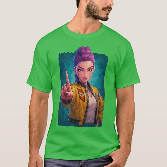 Camiseta Rumi PowerPoint KPop Caçadores de Demônios amigo A (Frente)