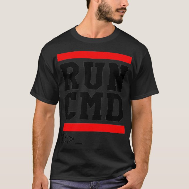 Camiseta RUN CMD Console Command Prompt Sysadmin Premium (Frente)