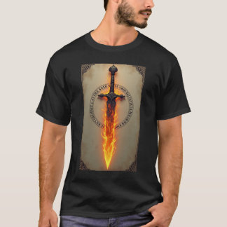 Camiseta Runas Ígneas: Espada Mística em Chamas