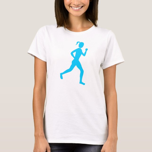 Camiseta Runner (Mulher) - Azul-Céu (Frente)