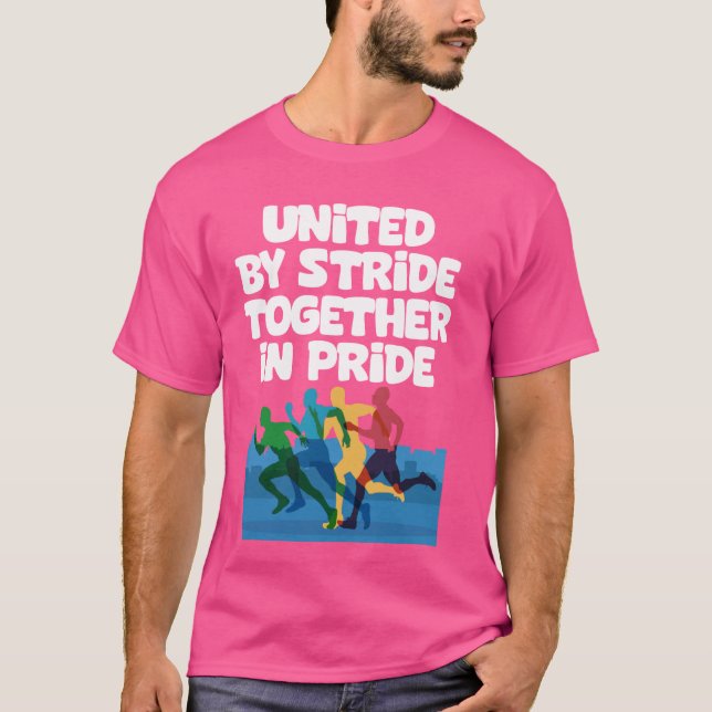 Camiseta Runner United By Stride Junto em Pride LGBTQ Fi (Frente)