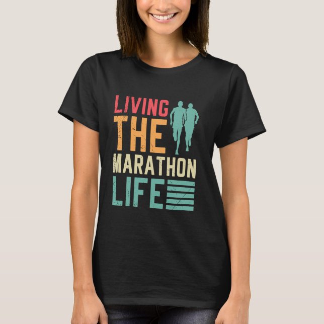 Camiseta Runners LIVING THIS MARATHON LIFE Funny Marathon (Frente)