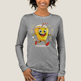 Camiseta **Running Juice Cup Cartoon – Fun Street Drink Cha