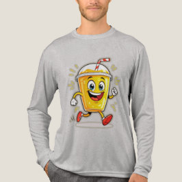 Camiseta **Running Juice Cup Cartoon – Fun Street Drink Cha