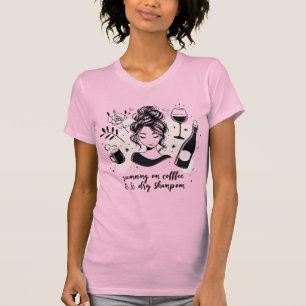 Camiseta Running On Coffee Dry Shampoo Wine Mom Li