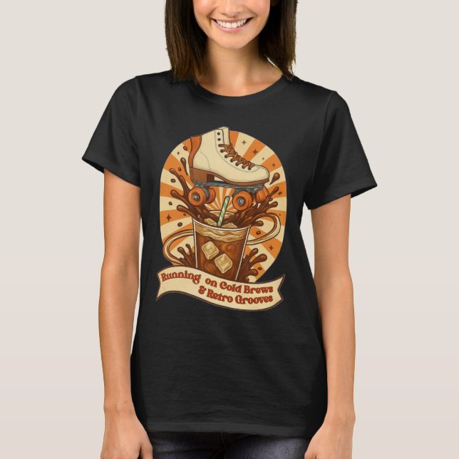 Camiseta Running on Cold Brews & Retro Grooves (Frente)