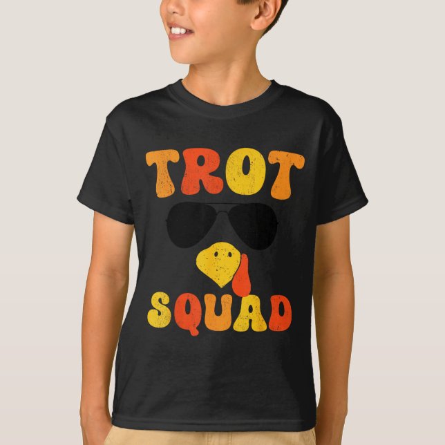 Camiseta Running Turkey Sungles Trot Squad Thanksgiving  (Frente)