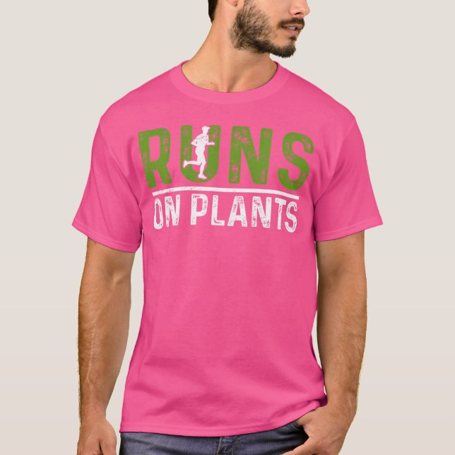 Camiseta Runs On Plants Vegan Runner Vegetarian Running Mar (Frente)