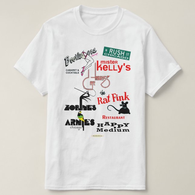 Camiseta Rush Street, Chicago Nightclub (Frente do Design)