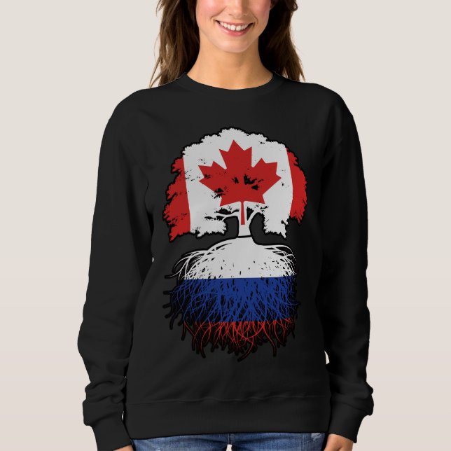 Camiseta Rússia Canadá Russo Canadá Árvore Bandeira (Frente)