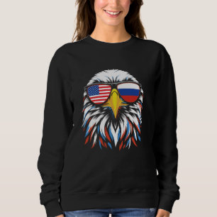 Camiseta Rússia EUA Bandeira Half Russo Americano Patriótic