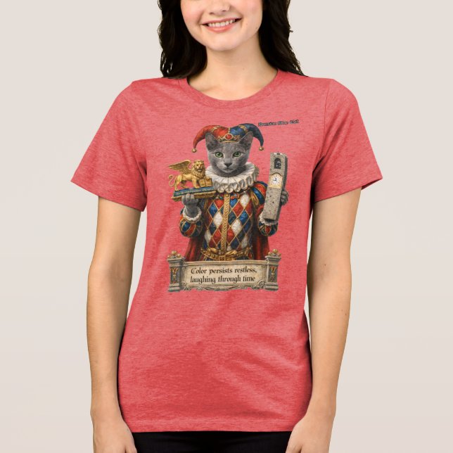 Camiseta Russian Blue Arlequin Cat (Frente)