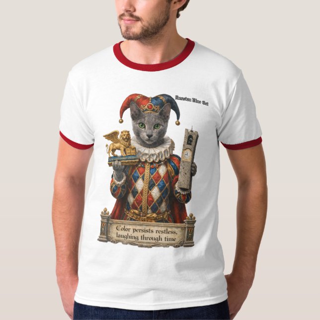 Camiseta Russian Blue Arlequin Cat (Frente)