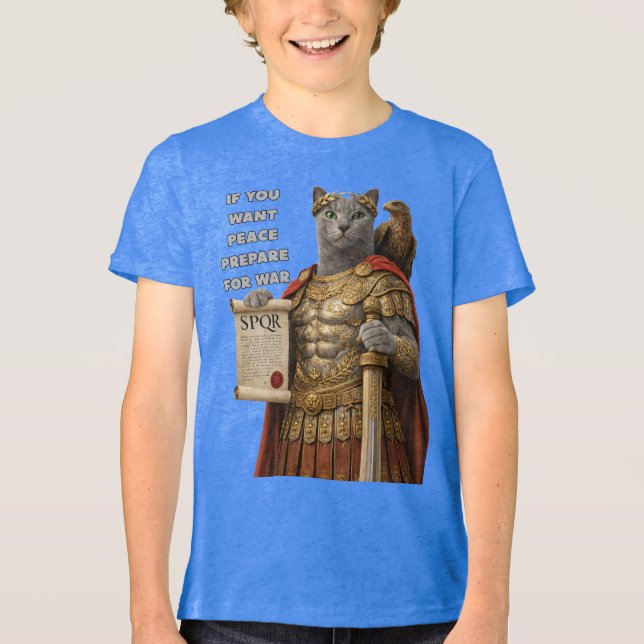 Camiseta Russian Blue Caesar Cat (Frente)