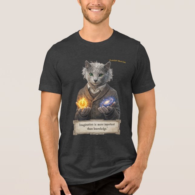 Camiseta Russian Blue Einstein Cat - Imagination (Frente)