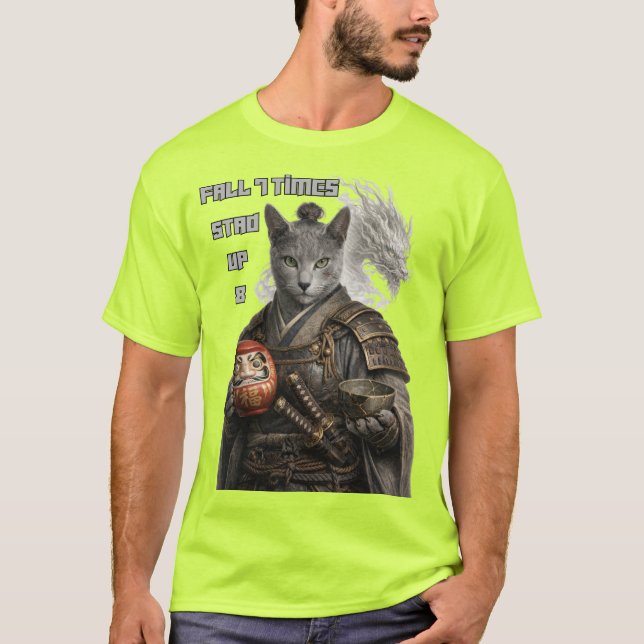 Camiseta Russian Blue Samurai Cat (Frente)