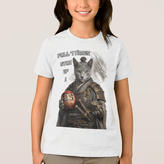 Camiseta Russian Blue Samurai Cat (Frente)