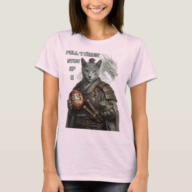 Camiseta Russian Blue Samurai Cat (Frente)