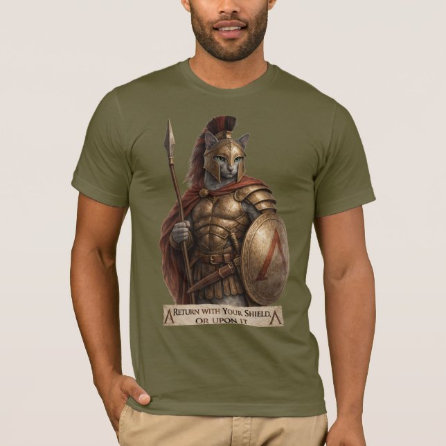 Camiseta Russian Blue Spartan Cat (Frente)
