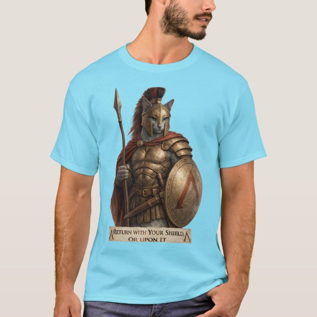 Camiseta Russian Blue Spartan Cat (Frente)
