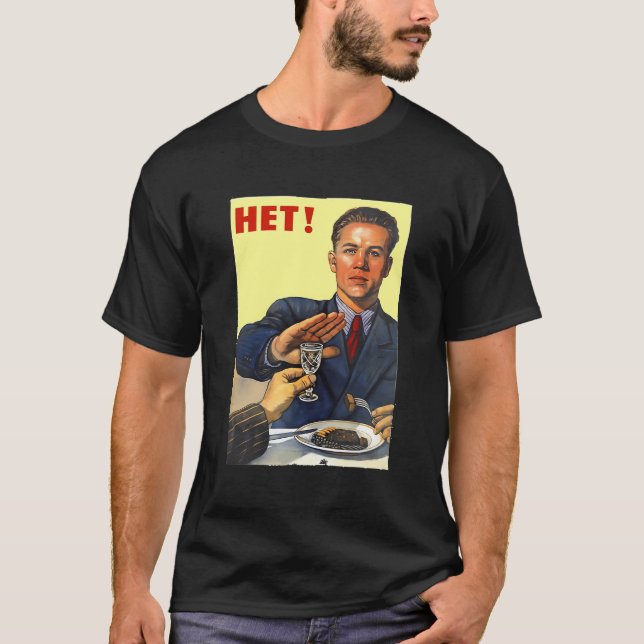 Camiseta Russo Soviética Propaganda Sem Álcool (Frente)