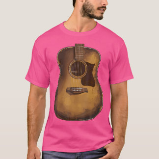 Camiseta Rustic Acoustic Guitar Vintage Music Amantes
