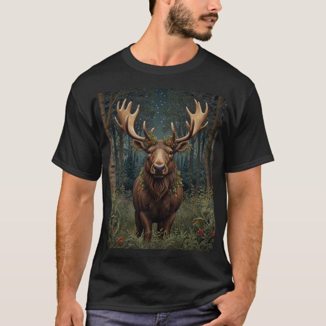 Camiseta Rustic Christmas moose deer boho woodland forest  (Frente)