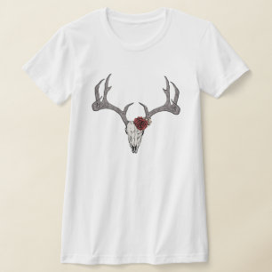 Camiseta Rustic Floral Deer Reindeer Skull Antlers