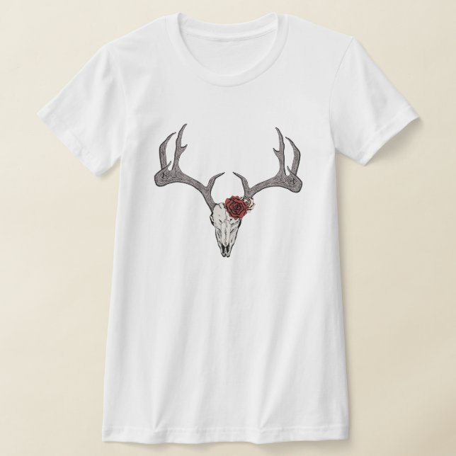 Camiseta Rustic Floral Deer Reindeer Skull Antlers (Postura )